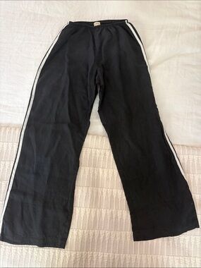 DONNI. Linen striped crop pant in black **see photos for condition
